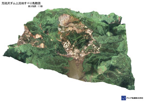 荒砥沢ダム上流地すべり　鳥瞰図