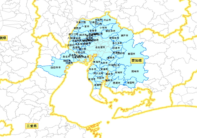 提供エリア範囲(中部圏)