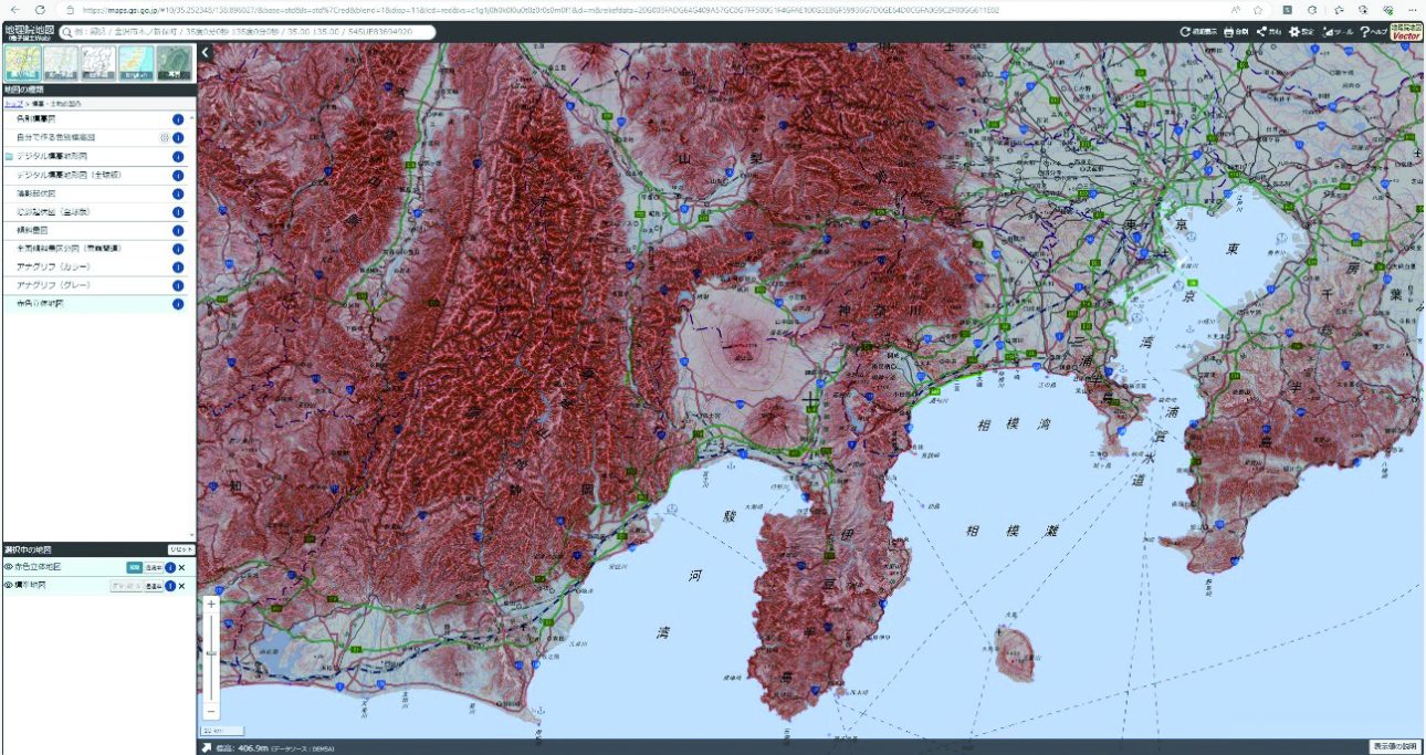 写真：地理院地図で赤色立体地図を公開